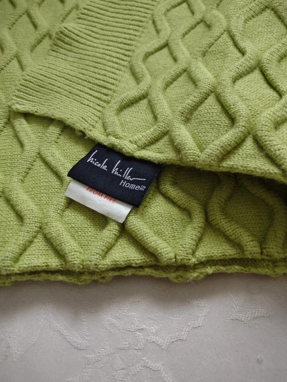 Nicole Miller Home Cable Knit Raised Textured Pattern Throw Blanket